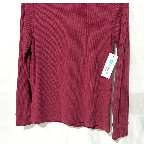 Pink Clover Top Womens Large Long Sleeve Mock Neck Ribbed Stitch Fix Mauve NEW - Picture 5 of 11